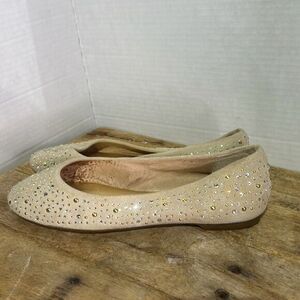 Sperry‎ topsider leather rhinestone flats slip on cream shoes